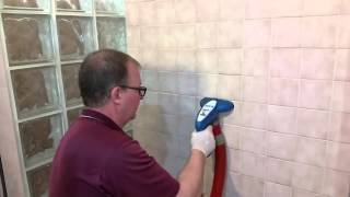 How we professionally clean tile and grout that has soap scum mildew and mold [upl. by Johnathon]