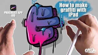 How to make graffiti with Procreate App ✏️ Letter E step by step process ❤️ [upl. by Hanzelin]