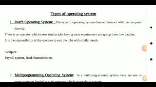 Types of Operating System  Batch Multiprogramming Multitasking Real Time Os Distributed Os [upl. by Bendicta]