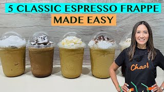 5 EASY CLASSIC COFFEE FRAPPE DRINKS USING ESPRESSO SHOTS RECIPES FOR 16OZ CUPS [upl. by Hannan]