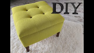 How to Make a Tufted Ottoman DIY Footstool [upl. by Lourie]