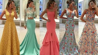 VESTIDOS largos de fiesta elegantes  ideas de invitada de boda madrina  Tendencias MODA 2019 [upl. by Einneb]