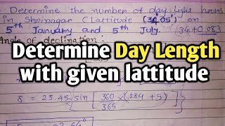 Determine Number of Day Light  REE  Declination Angle  Lattitude [upl. by Ecinaej]