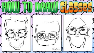 How To Draw Quick Caricature Glasses [upl. by Nonnel]