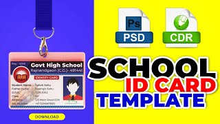 Download School Id card template  School Identity card psd and cdr file  freehindidesign [upl. by Argela]