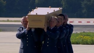 MH17 victims’ bodies arrive in Netherlands [upl. by Acessej404]