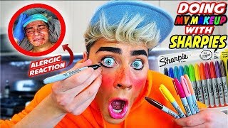 DOING MY MAKEUP WITH SHARPIES permanent markers [upl. by Nuahs]