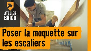 Poser la moquette sur les escaliers  Atelier brico HORNBACH [upl. by Oderfodog]